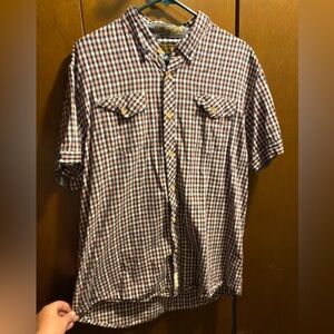 Akoo and Co. Men’s Plaid Black and Pink “Gold Cup” Shirt Size XL